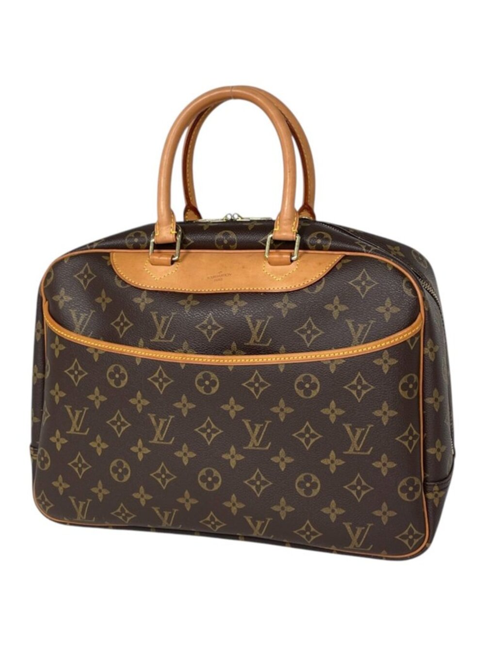 Louis Vuitton Deauville Handbag Handle Bowling Vanity Monogram Brown